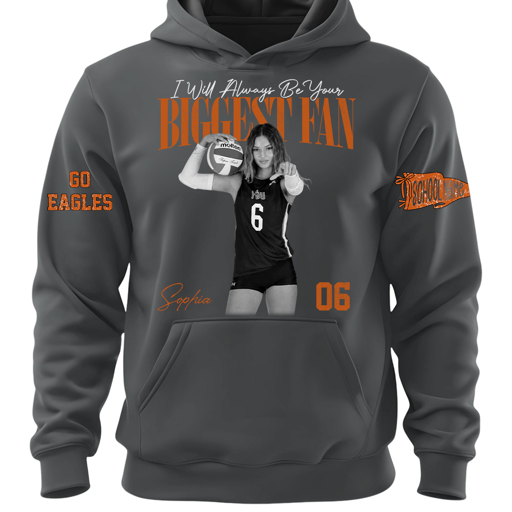 I'll Always Be Your Biggest Fan, Personalized Vintage “Biggest Fan” Volleyball Shirt, Custom School Team Name, Gift For Volleyball Lovers T1807 TH23