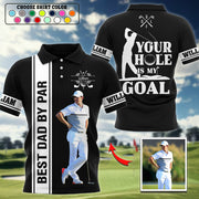 Personalized Best Dad By Par Golf Polo Shirt, Dad Golf Shirt, Custom Name Golf Polo Shirt, Gift For Golf Lovers T1807