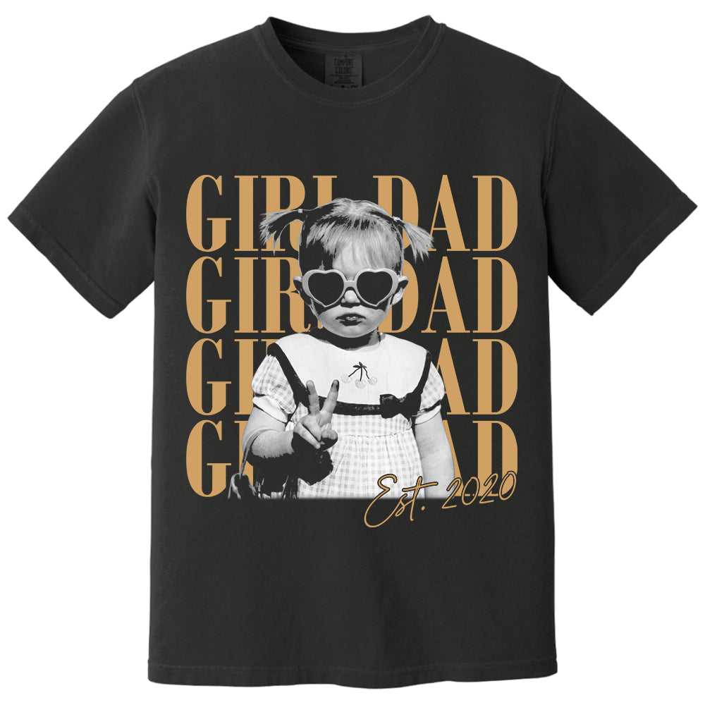 Custom Dad Vintage Photo Shirt, Custom Girl Dad Shirt, Personalized Fathers Day Shirt With Kids Photo, Funny Dad Shirt, Gift from Daughter VH01