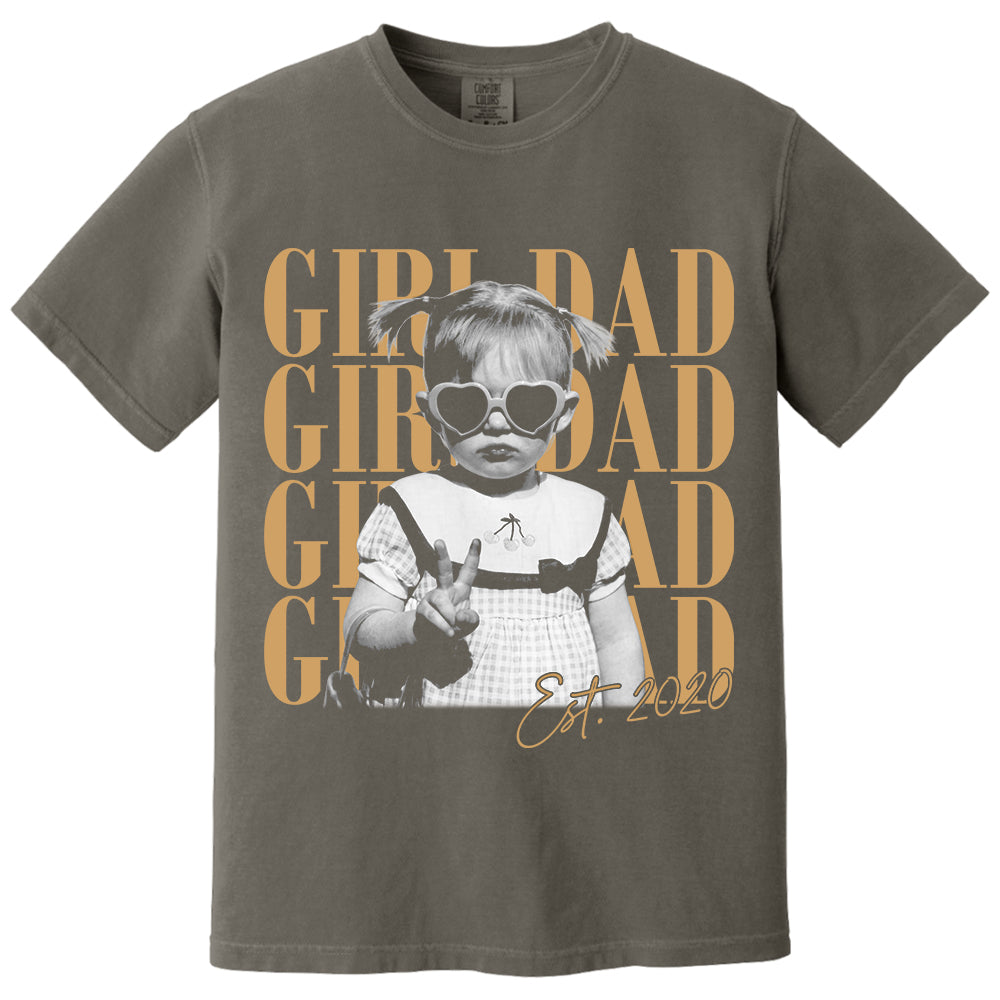 Custom Dad Vintage Photo Shirt, Custom Girl Dad Shirt, Personalized Fathers Day Shirt With Kids Photo, Funny Dad Shirt, Gift from Daughter VH01