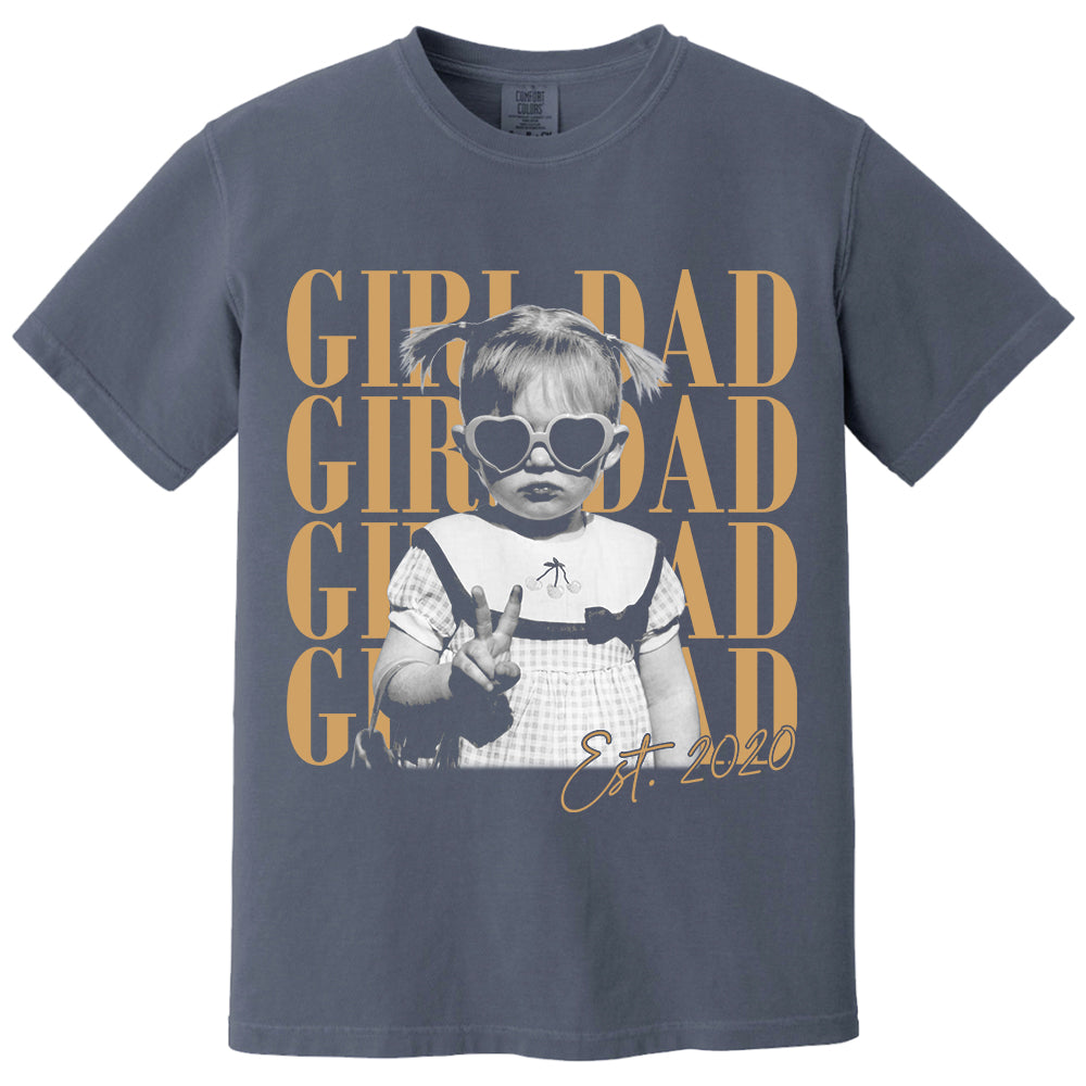 Custom Dad Vintage Photo Shirt, Custom Girl Dad Shirt, Personalized Fathers Day Shirt With Kids Photo, Funny Dad Shirt, Gift from Daughter VH01