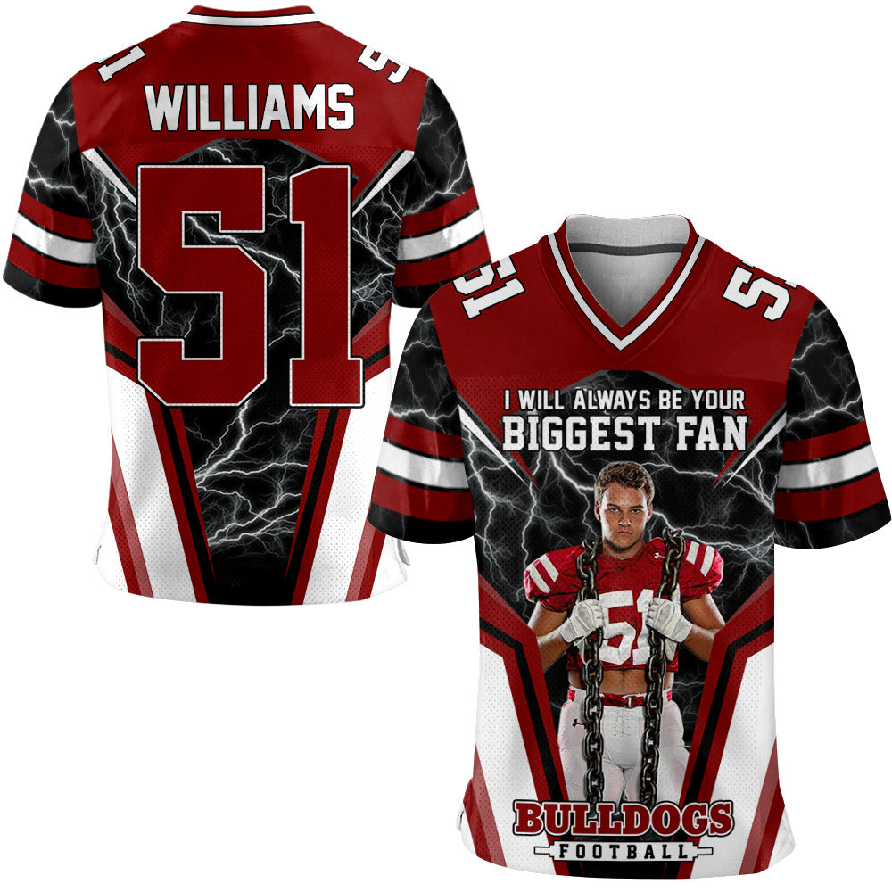 I Will Always Be Your Biggest Fan Personalized All Over Print Football Jersey For Football Mom Grandma Sport Family H2511 Trna