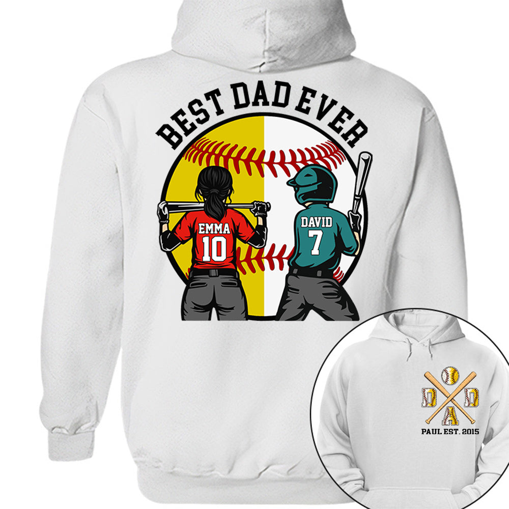 Customized Baseball Softball Dad Shirt - Baseball Softball Dad - Best Dad Ever - Baseball Shirt, Gameday Dad Shirt 2026 - Happy Father's Day 2026 - Personalized Shirt VH01