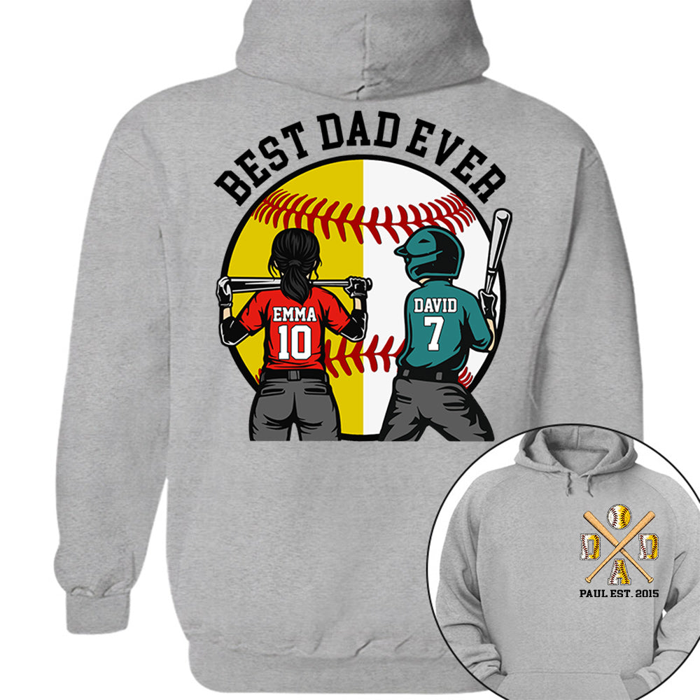 Customized Baseball Softball Dad Shirt - Baseball Softball Dad - Best Dad Ever - Baseball Shirt, Gameday Dad Shirt 2026 - Happy Father's Day 2026 - Personalized Shirt VH01