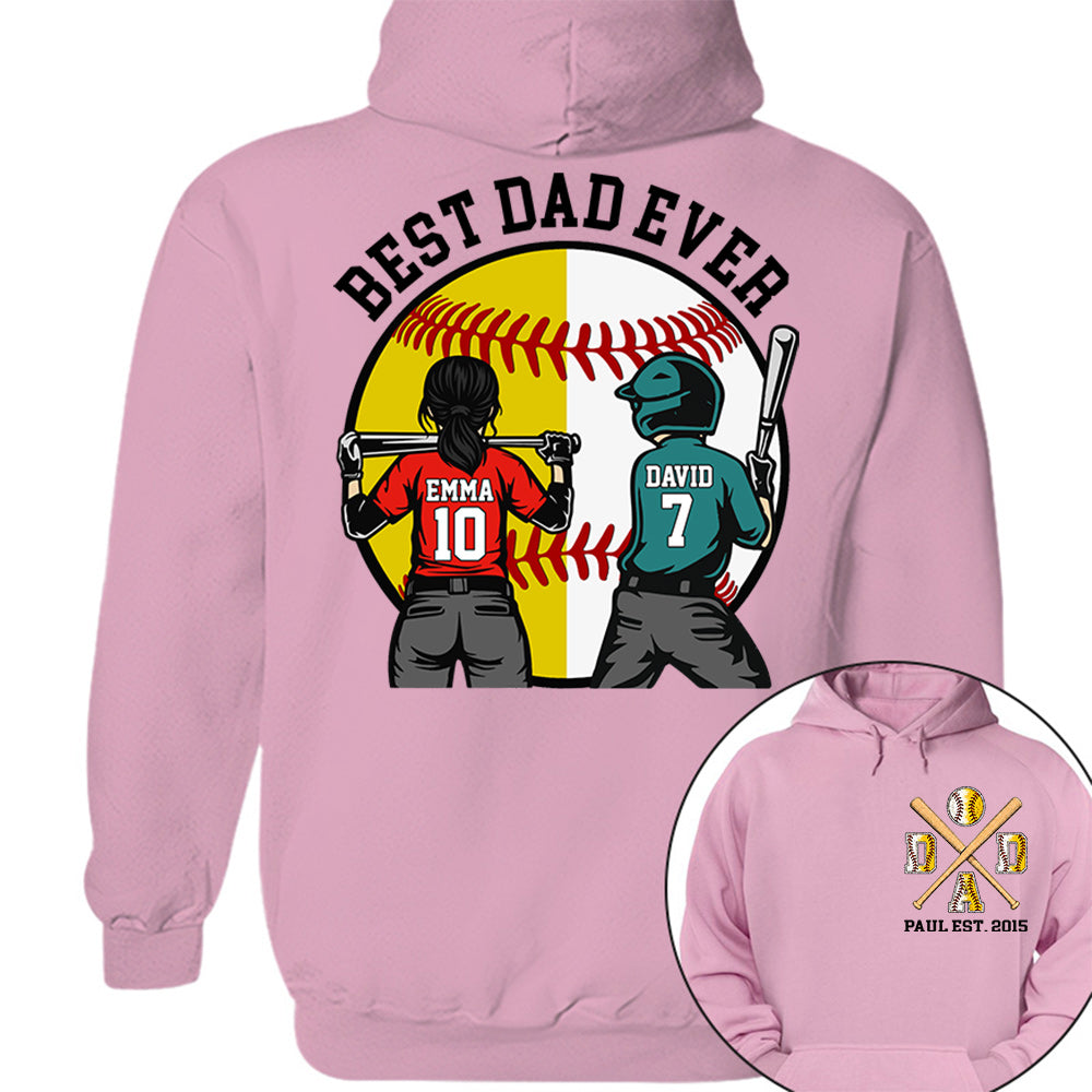 Customized Baseball Softball Dad Shirt - Baseball Softball Dad - Best Dad Ever - Baseball Shirt, Gameday Dad Shirt 2026 - Happy Father's Day 2026 - Personalized Shirt VH01