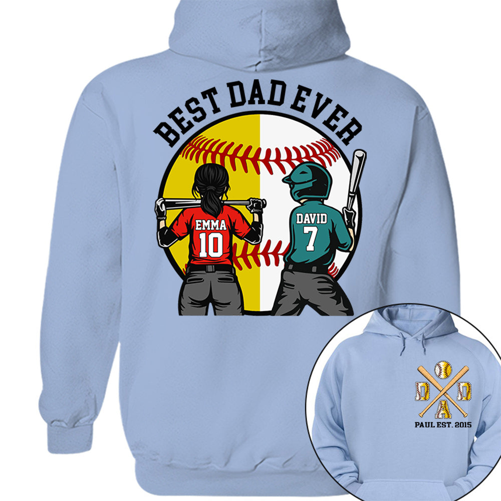 Customized Baseball Softball Dad Shirt - Baseball Softball Dad - Best Dad Ever - Baseball Shirt, Gameday Dad Shirt 2026 - Happy Father's Day 2026 - Personalized Shirt VH01
