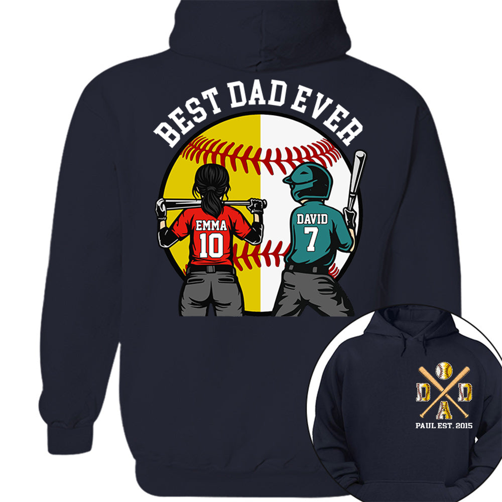 Customized Baseball Softball Dad Shirt - Baseball Softball Dad - Best Dad Ever - Baseball Shirt, Gameday Dad Shirt 2026 - Happy Father's Day 2026 - Personalized Shirt VH01