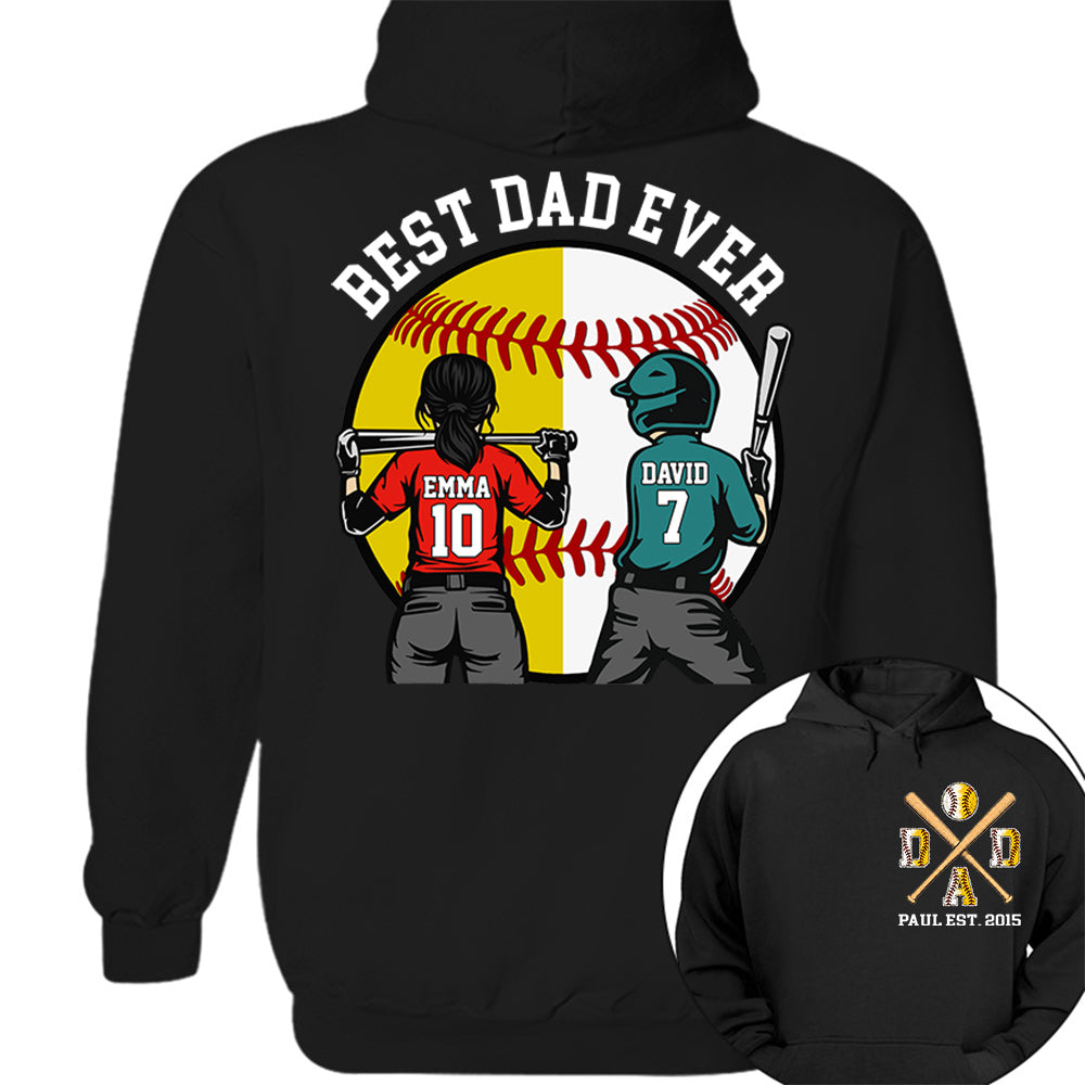 Customized Baseball Softball Dad Shirt - Baseball Softball Dad - Best Dad Ever - Baseball Shirt, Gameday Dad Shirt 2026 - Happy Father's Day 2026 - Personalized Shirt VH01
