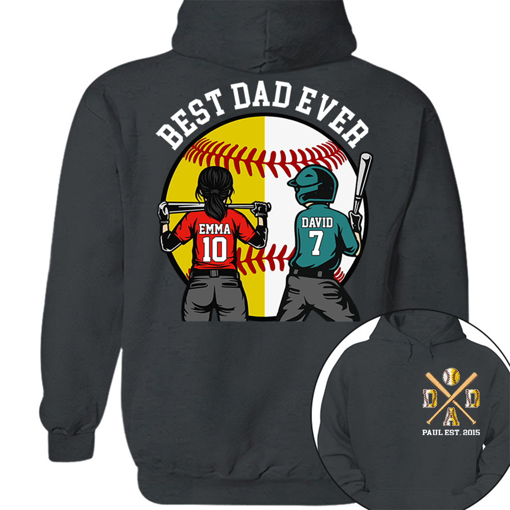 Customized Baseball Softball Dad Shirt - Baseball Softball Dad - Best Dad Ever - Baseball Shirt, Gameday Dad Shirt 2026 - Happy Father's Day 2026 - Personalized Shirt VH01