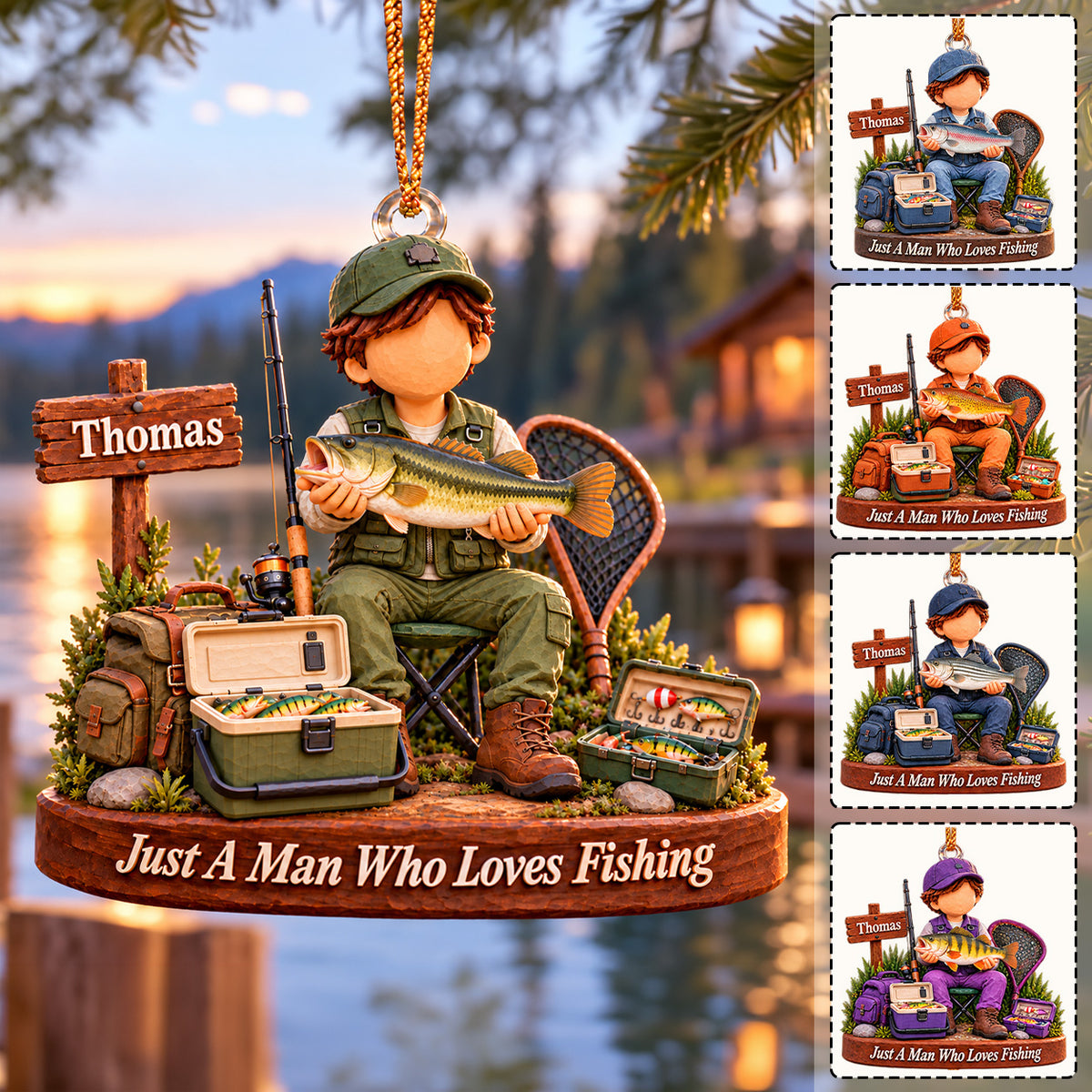 Just A Man Who Loves Fishing, Personalized Fishing Ornament, Custom Fisherman Name, Gift For Fishing Lovers MI209 T24 NT01