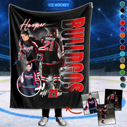 Custom Photo Ice Hockey Player Blanket - Personalized Team Name School Name Bootleg Blanket A2110 Pt99