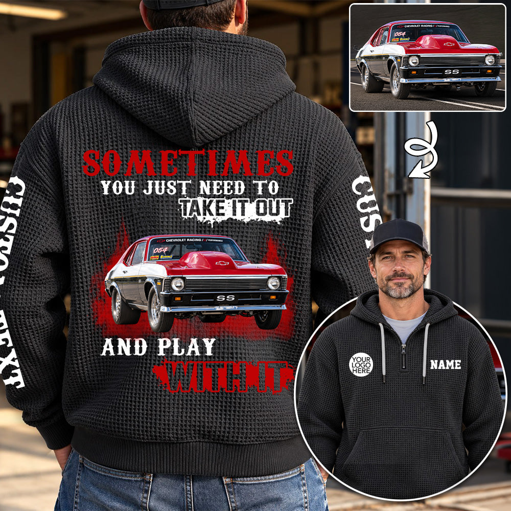 Take It Out & Play - Personalized Classic Car Photo Quarter Zip Hoodie - Gift For Car Lovers A2110 T24