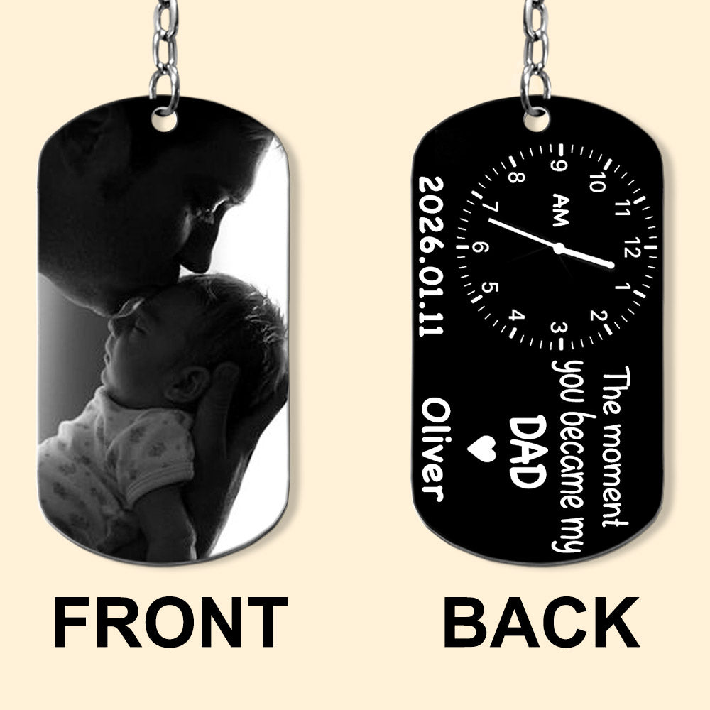 New Dad Keychain, The Moment You Became My Daddy Keychain Baby Shower Gifts for Dad Personalised 1st Father's Day Gift for Him Nh00