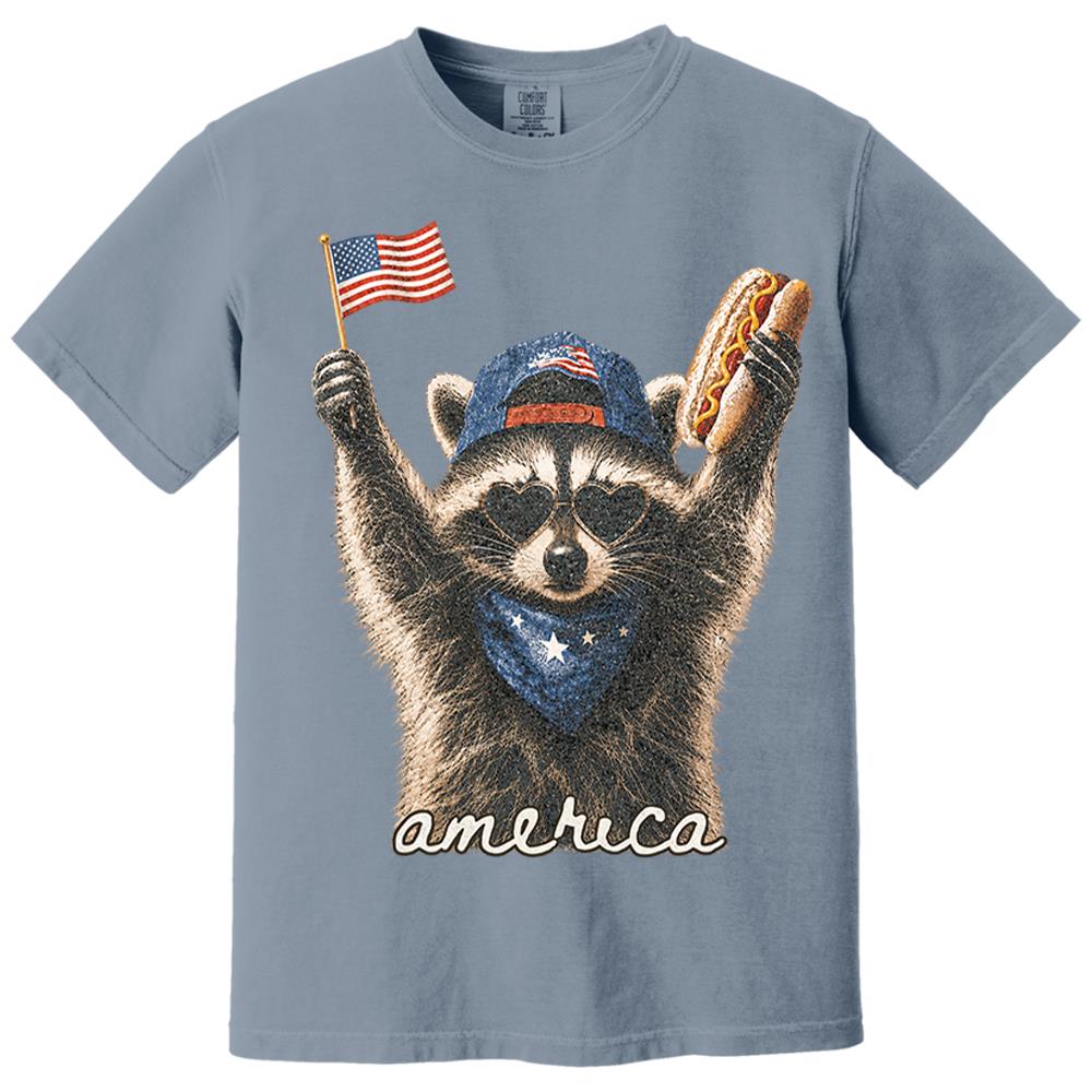 Custom Photo Pet, Feral & Free Racoon Shirt, 4th of July Shirt, USA Independence Day Shirt, Funny Raccoon Tee, Patriotic Shirt, July 4th Gift Nh00