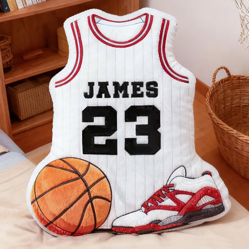 Custom Jersey Ugly Pillow, Personalized Basketball Jersey Pillow with Number Gift For Basketball Player