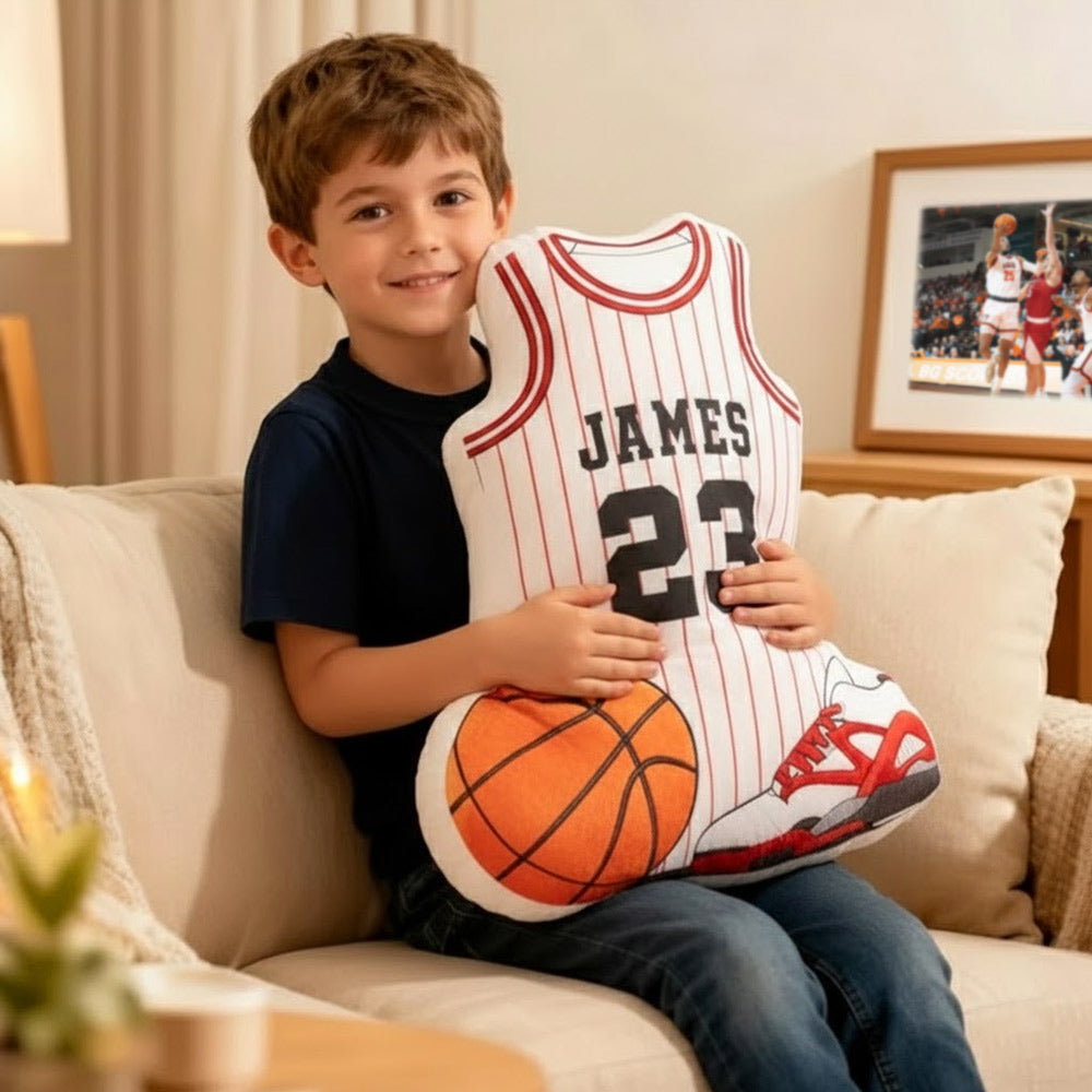 Custom Jersey Ugly Pillow, Personalized Basketball Jersey Pillow with Number Gift For Basketball Player