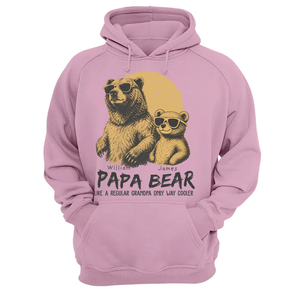 Personalized Papa Bear Like A Regular Grandpa Only Way Cooler Bear T-Shirt Father Day Gifts for Dad Funny Papa Tshirt Cool Daddy Bear Tee T24