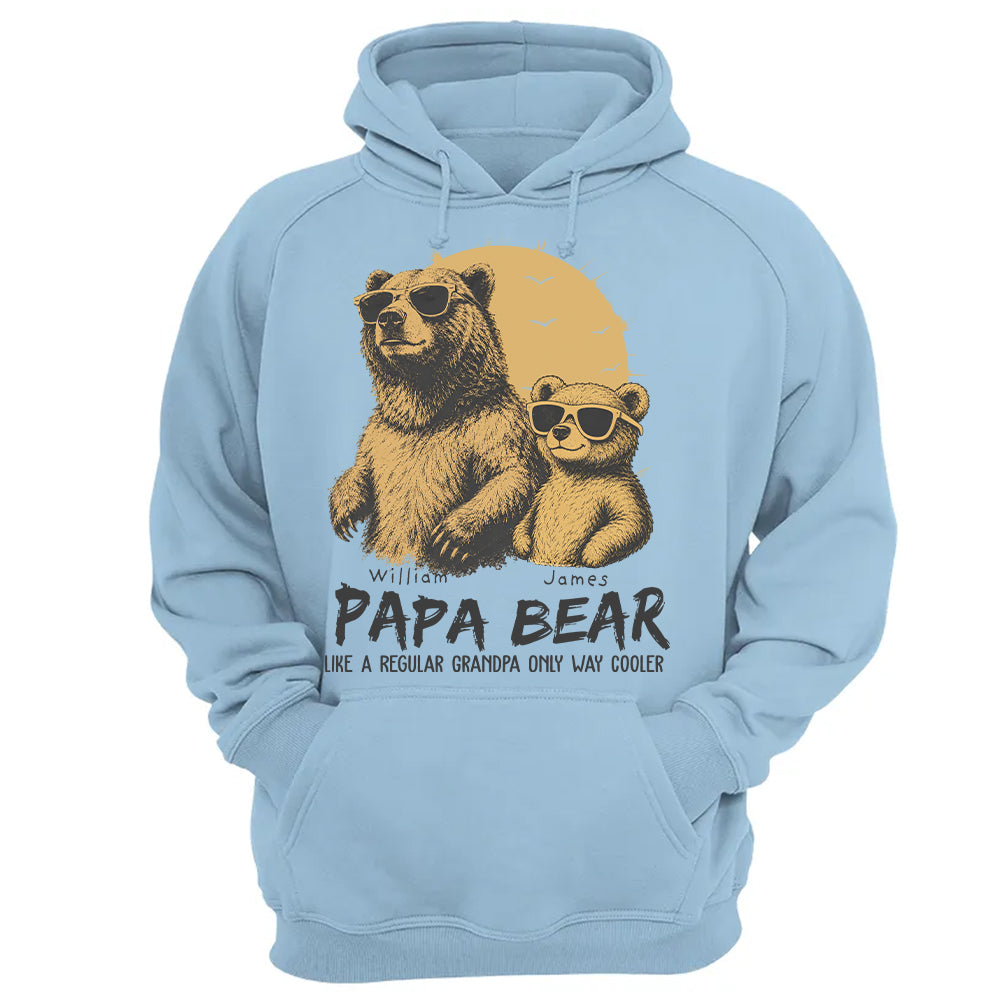 Personalized Papa Bear Like A Regular Grandpa Only Way Cooler Bear T-Shirt Father Day Gifts for Dad Funny Papa Tshirt Cool Daddy Bear Tee T24