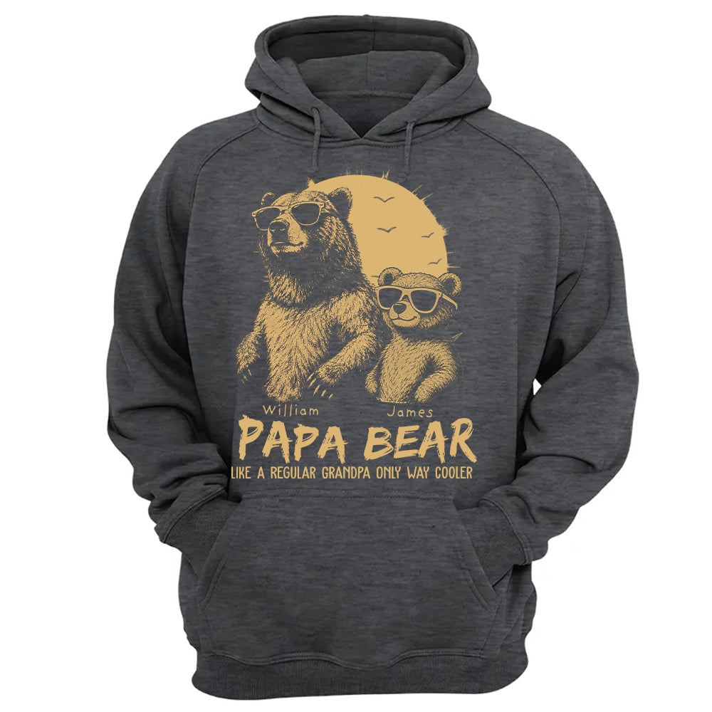 Personalized Papa Bear Like A Regular Grandpa Only Way Cooler Bear T-Shirt Father Day Gifts for Dad Funny Papa Tshirt Cool Daddy Bear Tee T24