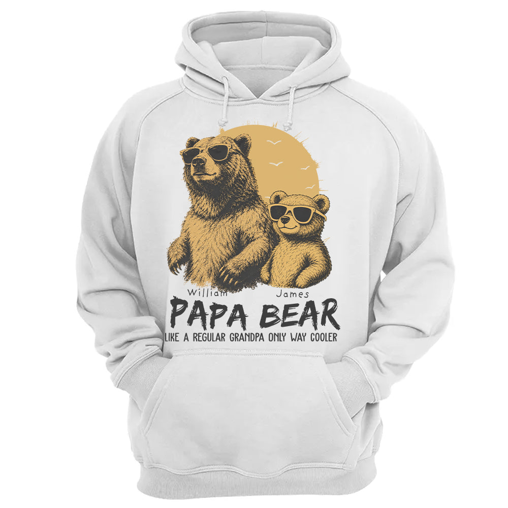 Personalized Papa Bear Like A Regular Grandpa Only Way Cooler Bear T-Shirt Father Day Gifts for Dad Funny Papa Tshirt Cool Daddy Bear Tee T24