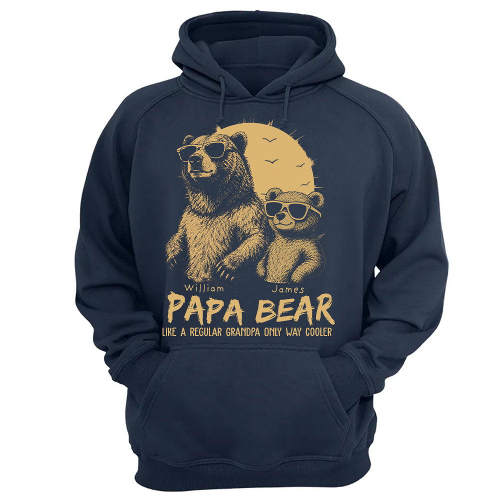 Personalized Papa Bear Like A Regular Grandpa Only Way Cooler Bear T-Shirt Father Day Gifts for Dad Funny Papa Tshirt Cool Daddy Bear Tee T24