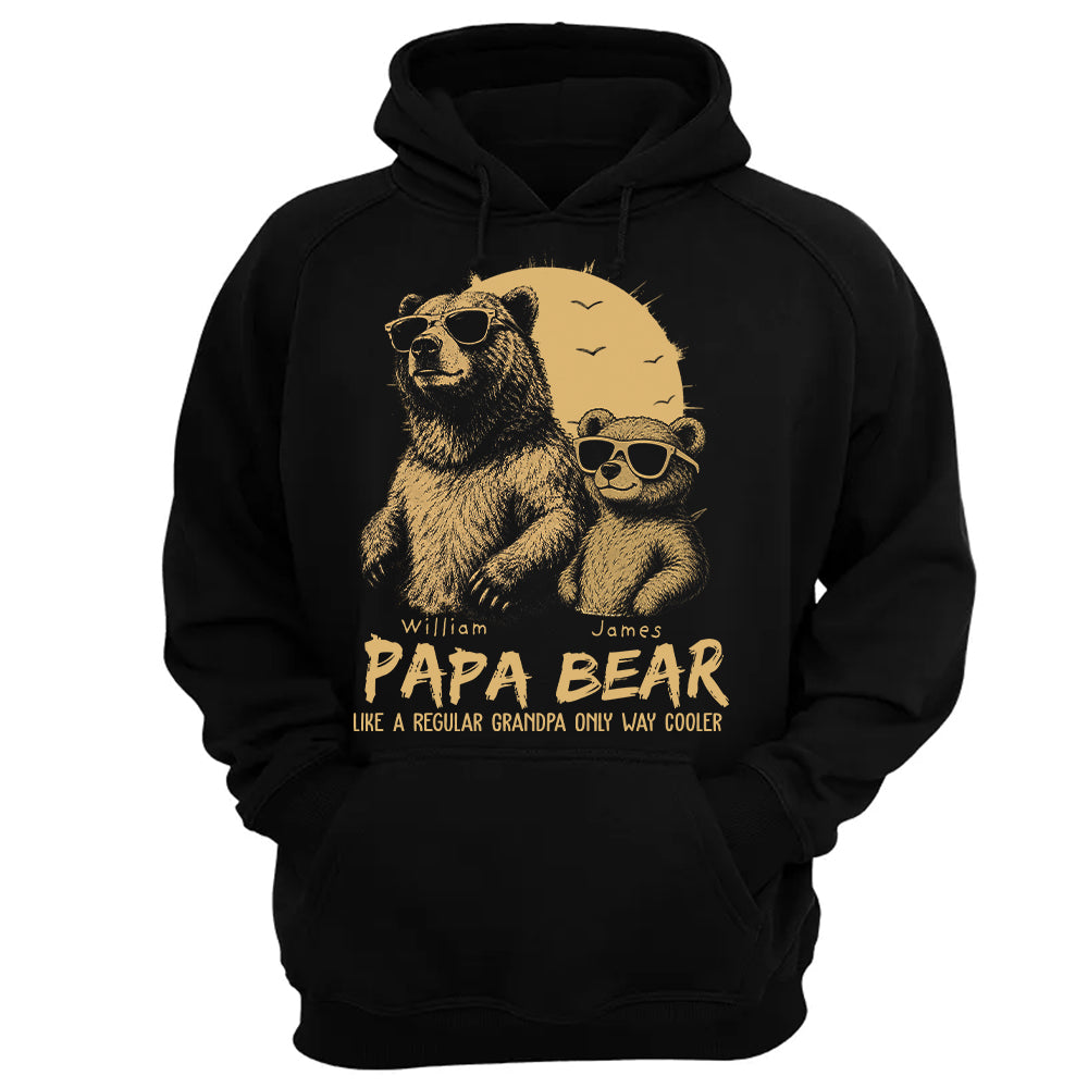 Personalized Papa Bear Like A Regular Grandpa Only Way Cooler Bear T-Shirt Father Day Gifts for Dad Funny Papa Tshirt Cool Daddy Bear Tee T24