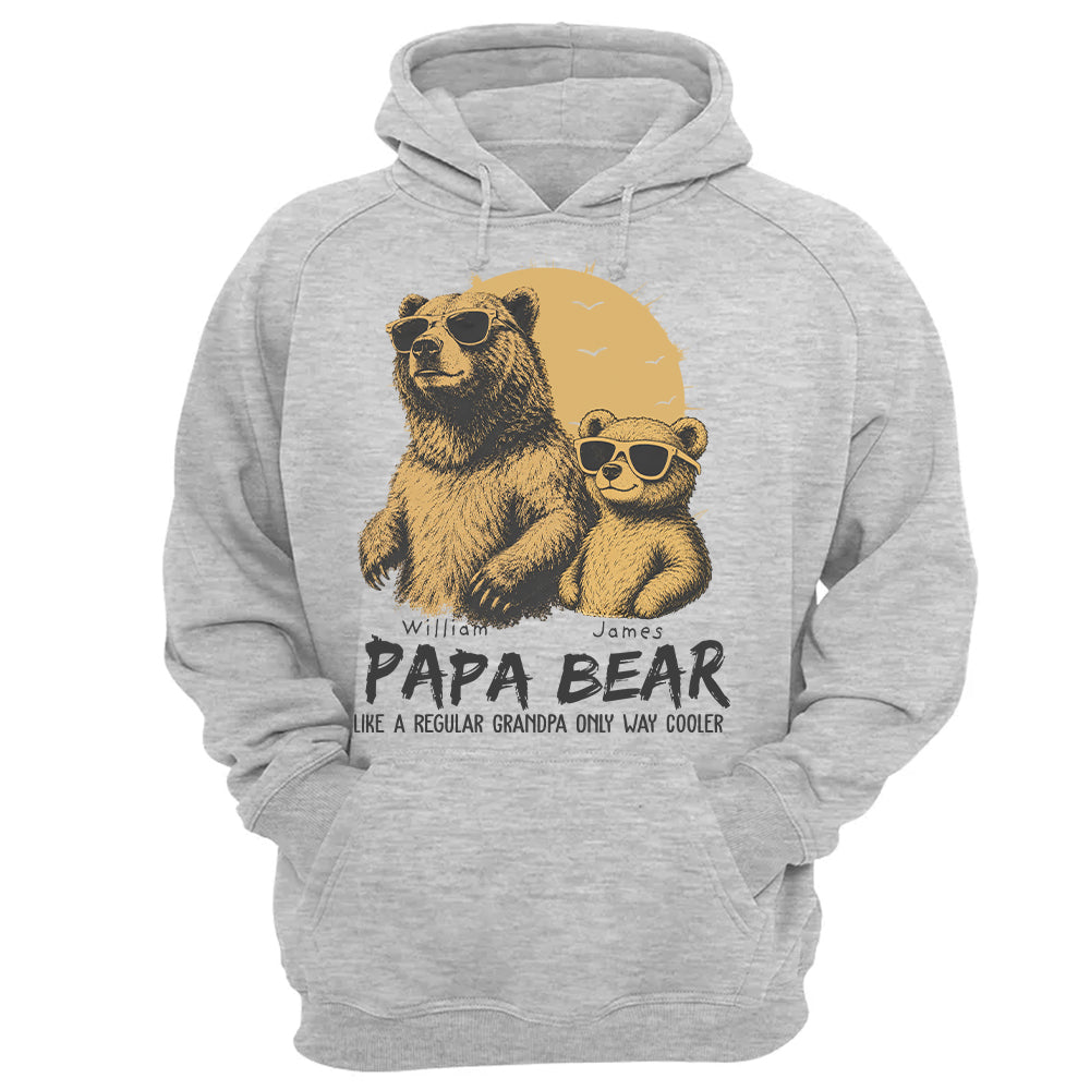 Personalized Papa Bear Like A Regular Grandpa Only Way Cooler Bear T-Shirt Father Day Gifts for Dad Funny Papa Tshirt Cool Daddy Bear Tee T24