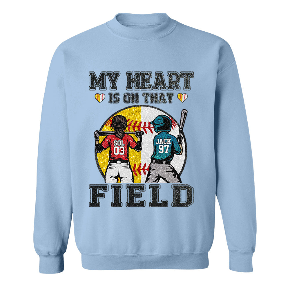 My Heart Is On That Field - Personalized Shirt For Baseball Softball Family NA04 T24
