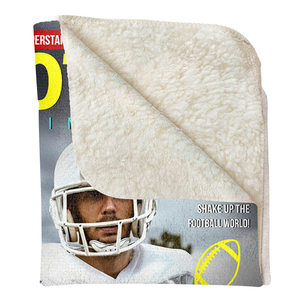 Custom Football Magazine Cover Blanket , Gift For Football Player