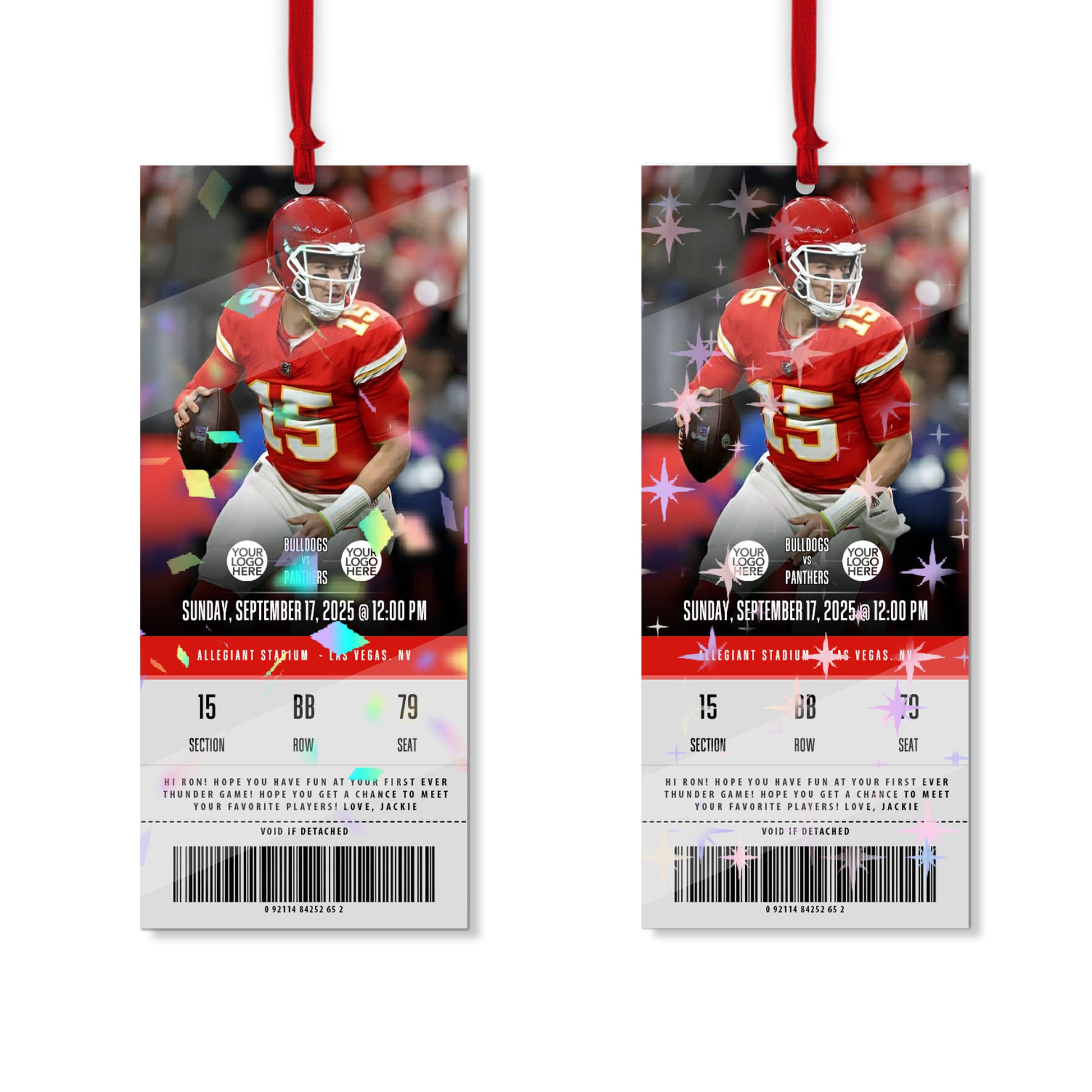 Custom Football Game Ticket Ornament, Gift for Football Lover A2110 Hv01
