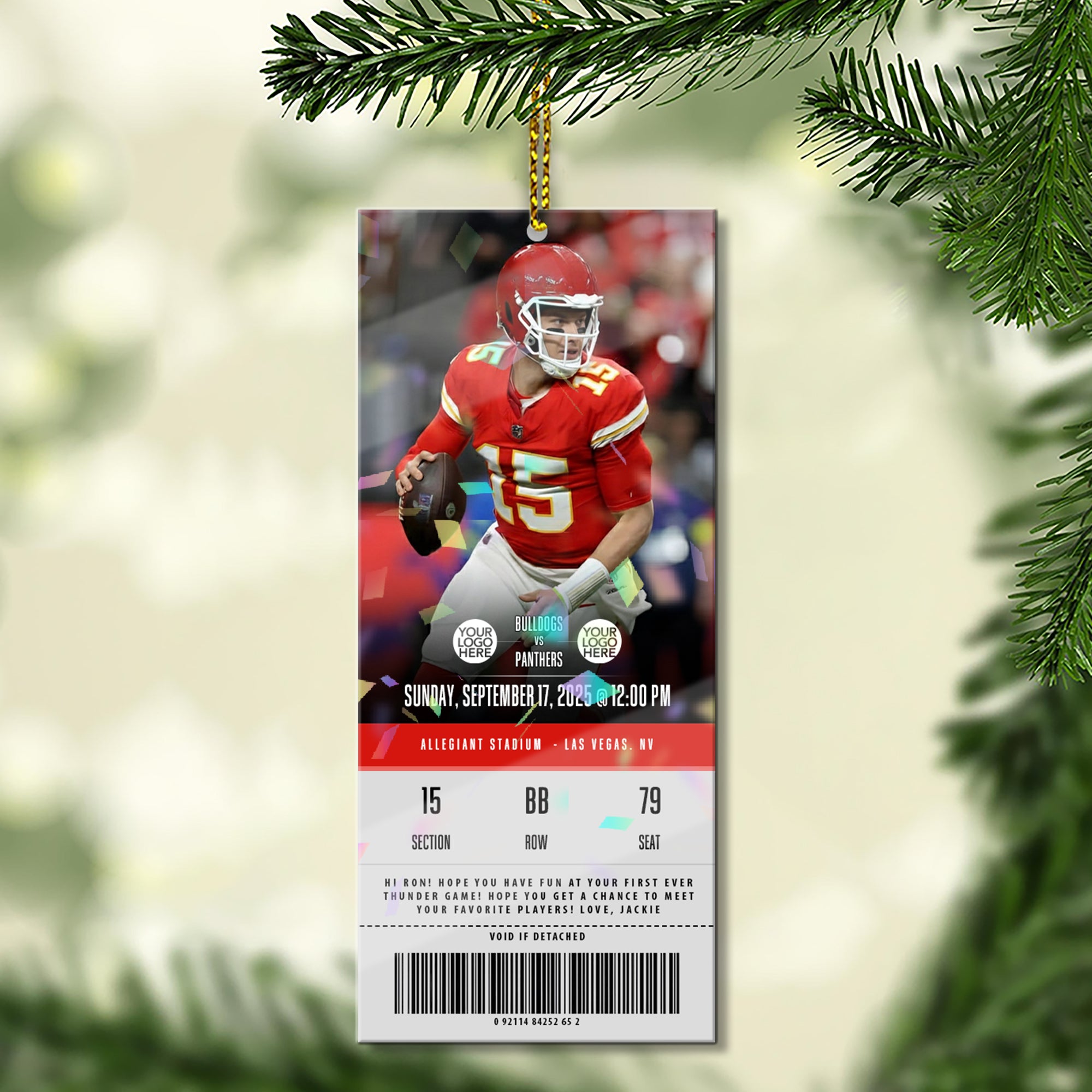 Custom Football Game Ticket Ornament, Gift for Football Lover A2110 Hv01
