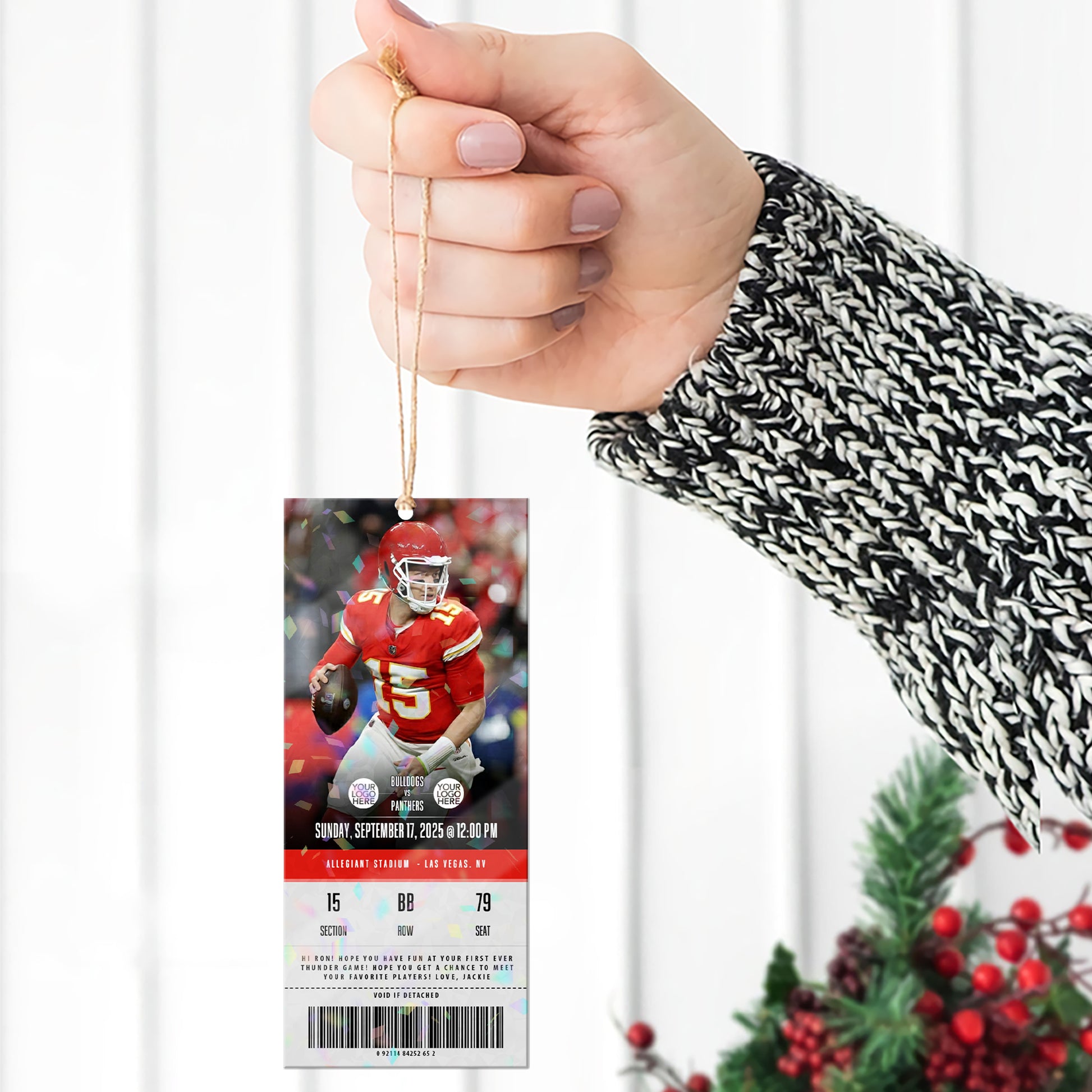 Custom Football Game Ticket Ornament, Gift for Football Lover A2110 Hv01