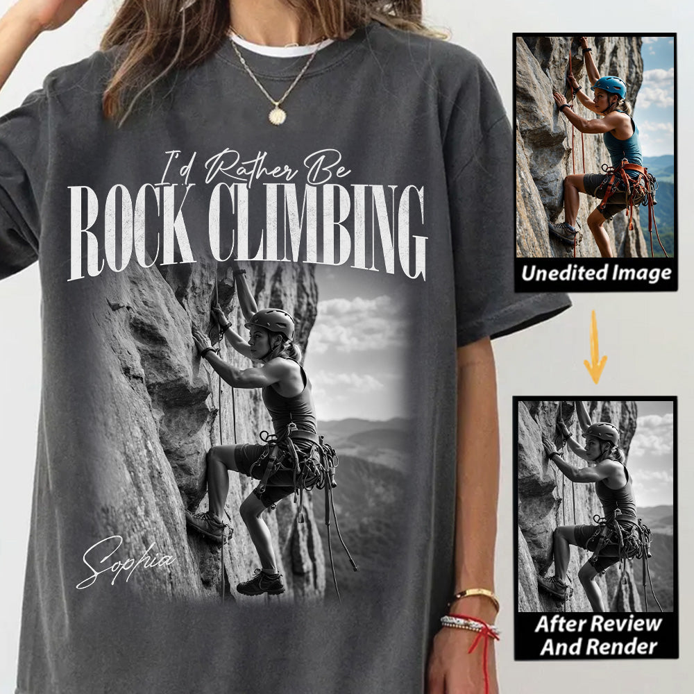 I'd Rather Be Rock Climbing – Washed Tee Retro Bootleg Shirt For Rock Climbing Lovers T1807