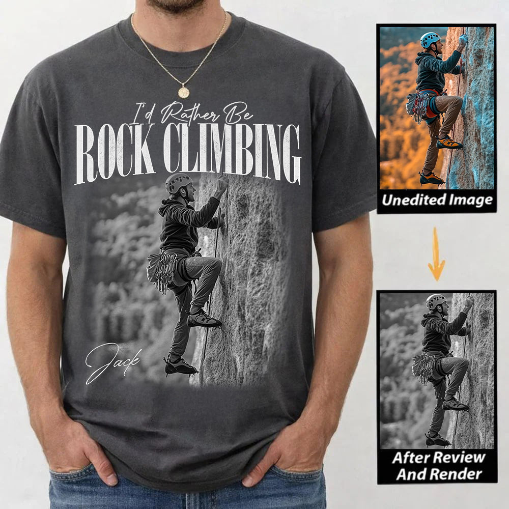 I'd Rather Be Rock Climbing – Washed Tee Retro Bootleg Shirt For Rock Climbing Lovers T1807