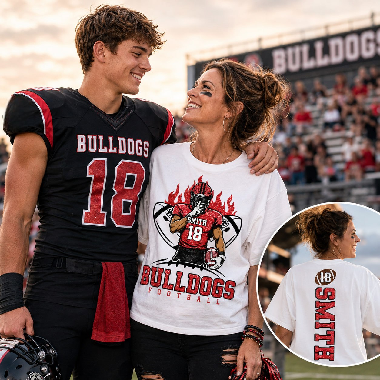 Personalized Football Mom Shirt Custom Team Name & Player Number Shirt Na02