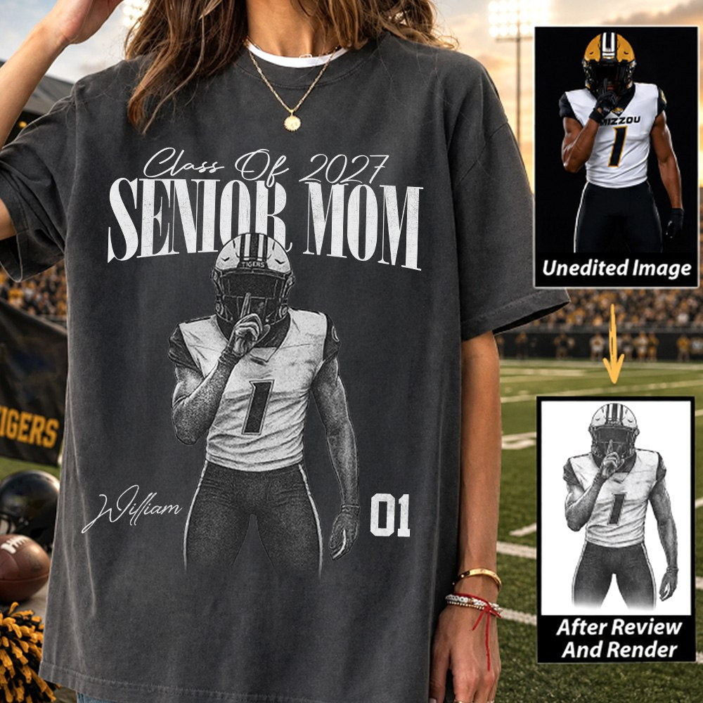 Personalized Senior Mom Shirt, Custom Sports Mom Gameday Shirt Proud Family Gift T1807