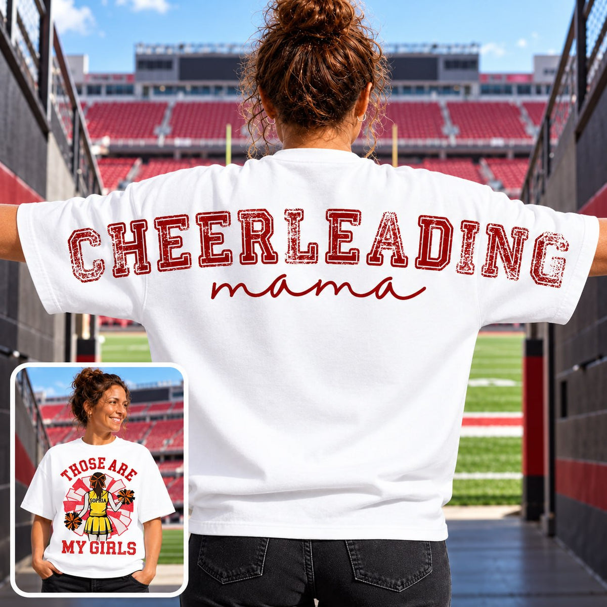 Personalized That's My Girl Cheerleading Mom Shirt, Custom Large Back Graphic Cheer, Gift For Cheer Mom Cheerleader Lovers MI209
