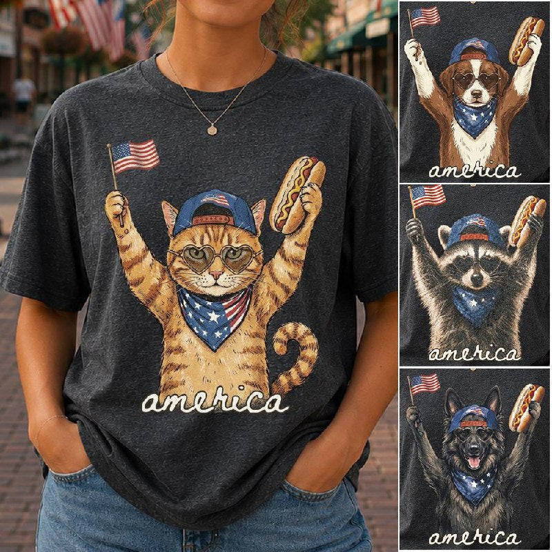 Custom Photo Pet, Patriotic Cat Shirt, Cat Lover Gift, 4th Of July Shirt, America Tee, Independence Day Graphic