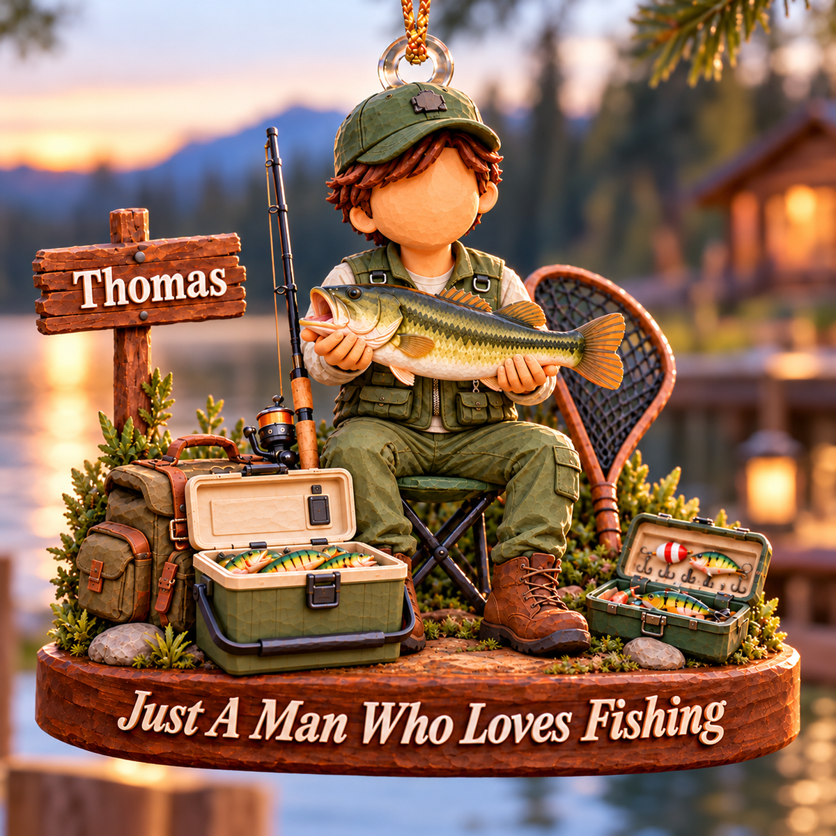 Just A Man Who Loves Fishing, Personalized Fishing Ornament, Custom Fisherman Name, Gift For Fishing Lovers MI209 T24 NT01