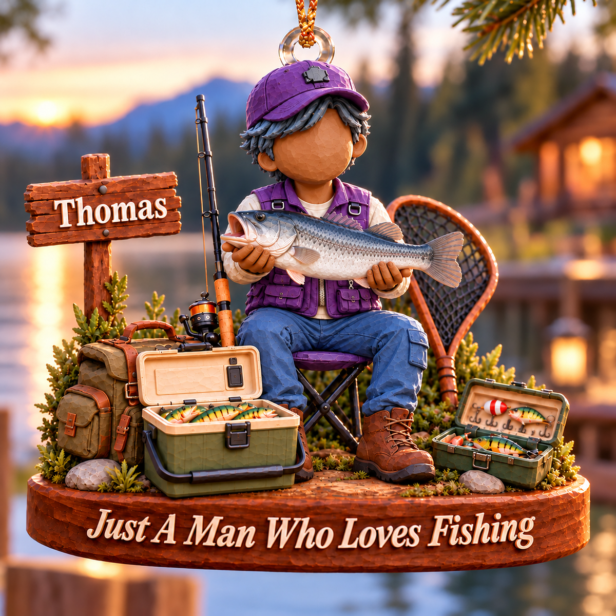 Just A Man Who Loves Fishing, Personalized Fishing Ornament, Custom Fisherman Name, Gift For Fishing Lovers MI209 T24 NT01