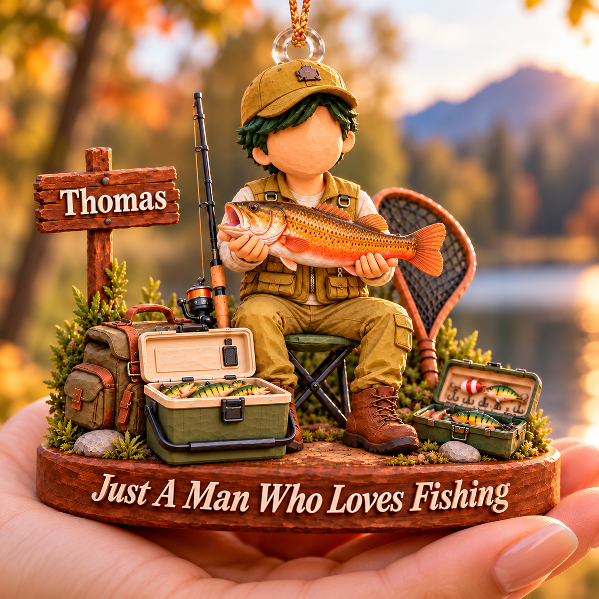 Just A Man Who Loves Fishing, Personalized Fishing Ornament, Custom Fisherman Name, Gift For Fishing Lovers MI209 T24 NT01