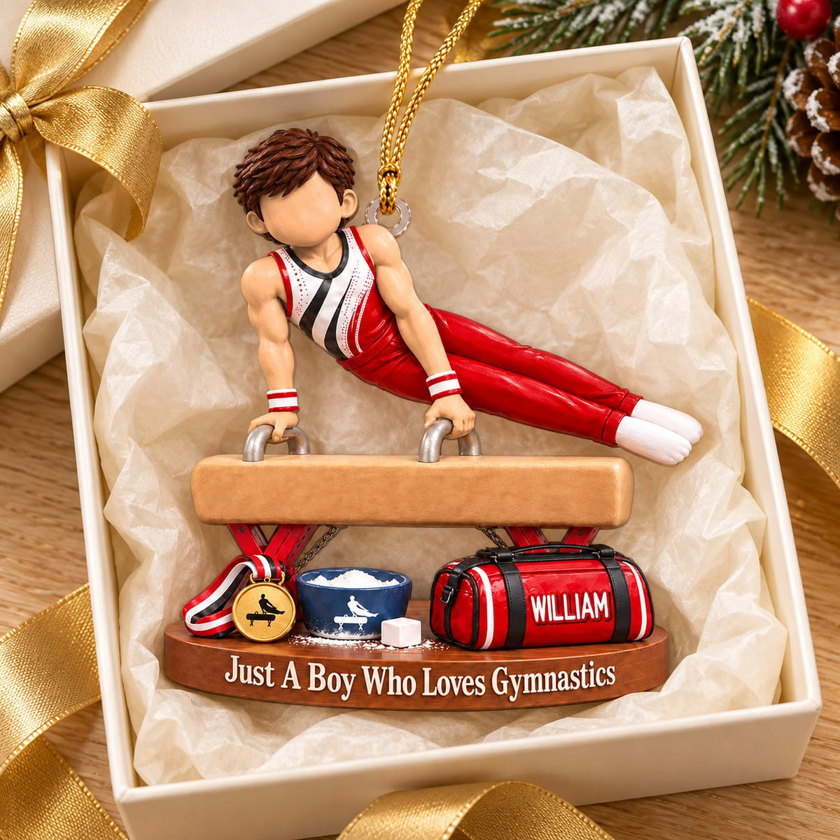 Just A Boy Who Loves Gymnastics - Personalized Gymnastics Ornament, Gift for Gymnast A2110