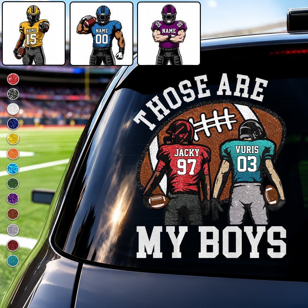 Personalized Those Are My Kids Football Car Decal, Custom Football Player Name & Number Sticker, Gift for Sports Moms and Dads T1807