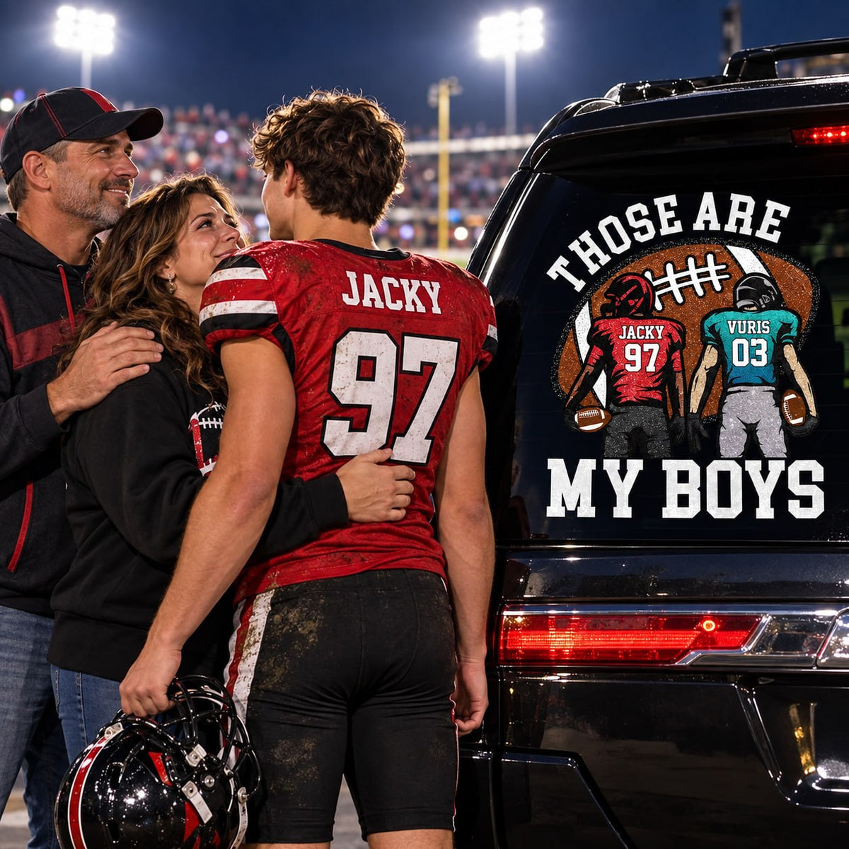 Personalized Those Are My Kids Football Car Decal, Custom Football Player Name & Number Sticker, Gift for Sports Moms and Dads T1807