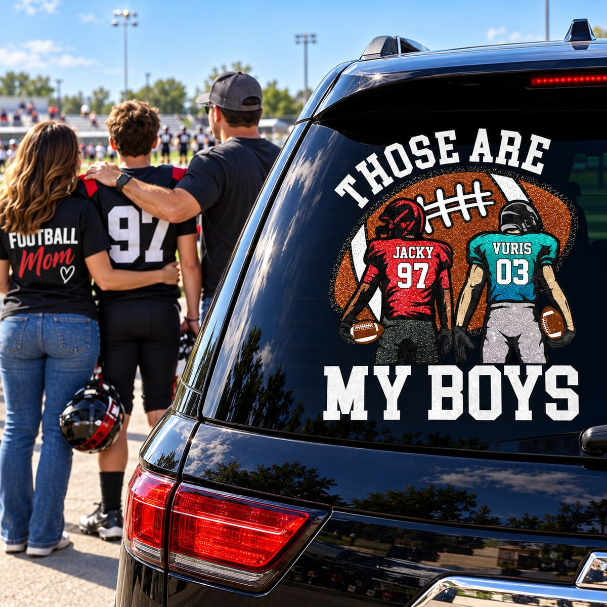 Personalized Those Are My Kids Football Car Decal, Custom Football Player Name & Number Sticker, Gift for Sports Moms and Dads T1807
