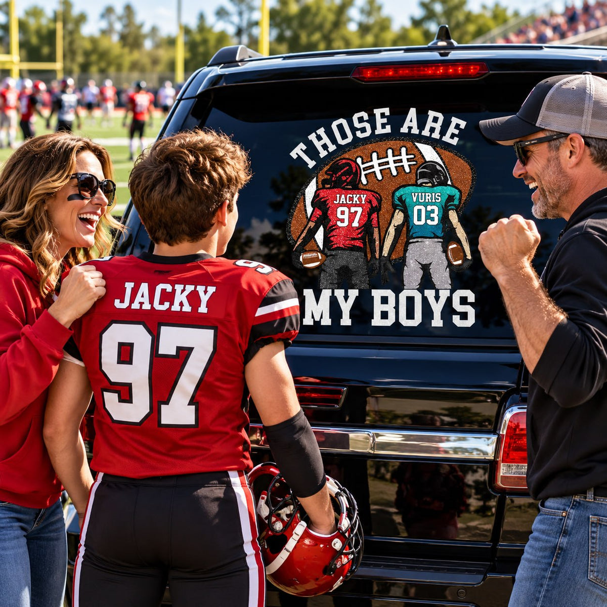 Personalized Those Are My Kids Football Car Decal, Custom Football Player Name & Number Sticker, Gift for Sports Moms and Dads T1807