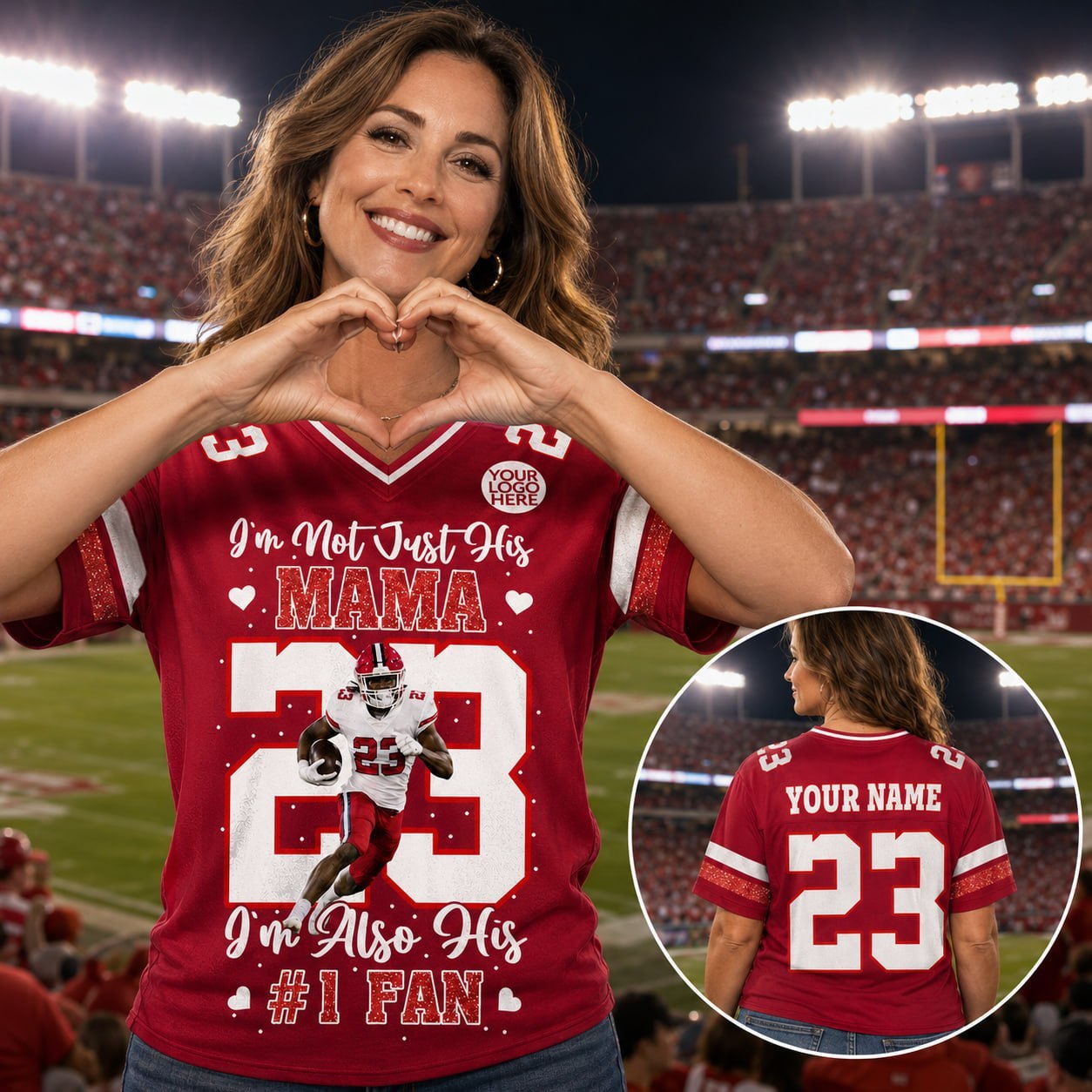 I’m Not Just His Mom I’m Also His #1 Fan, Personalized Football Mom Jersey, Custom Name, Number & Player Photo Na02