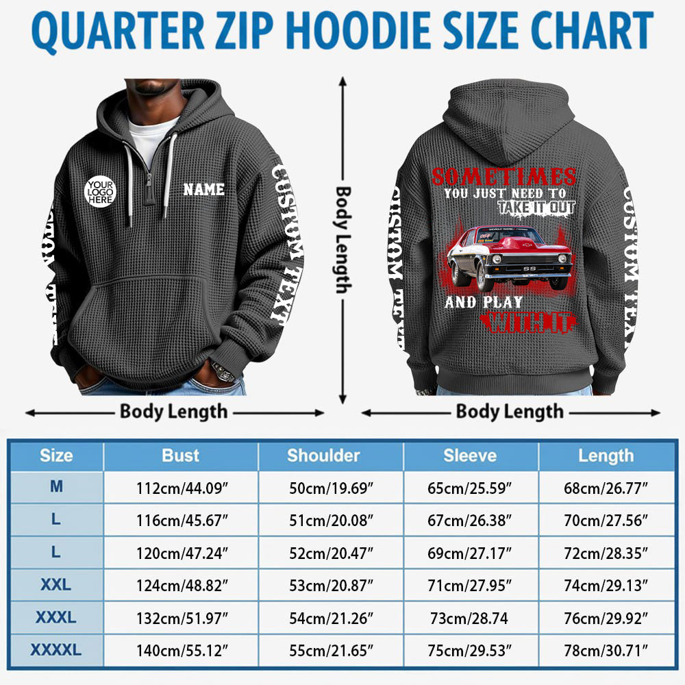 Take It Out & Play - Personalized Classic Car Photo Quarter Zip Hoodie - Gift For Car Lovers A2110 T24