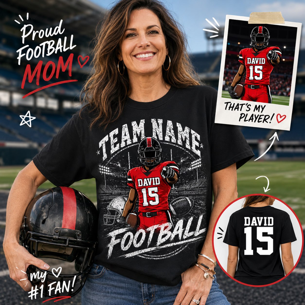 Personalized American Football Team Shirt - Football GameDay Custom Shirt Na02
