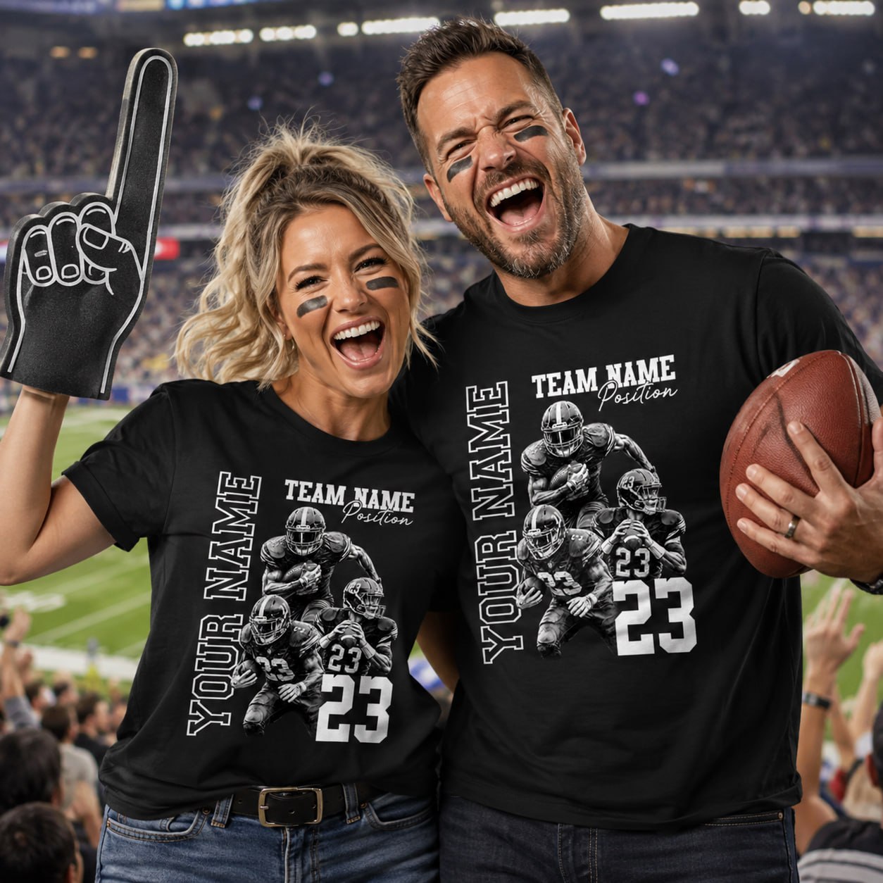 Customized American Football Photos Collage Shirt, Personalized Football Shirt With Name & Number, Football Team Gift Na02